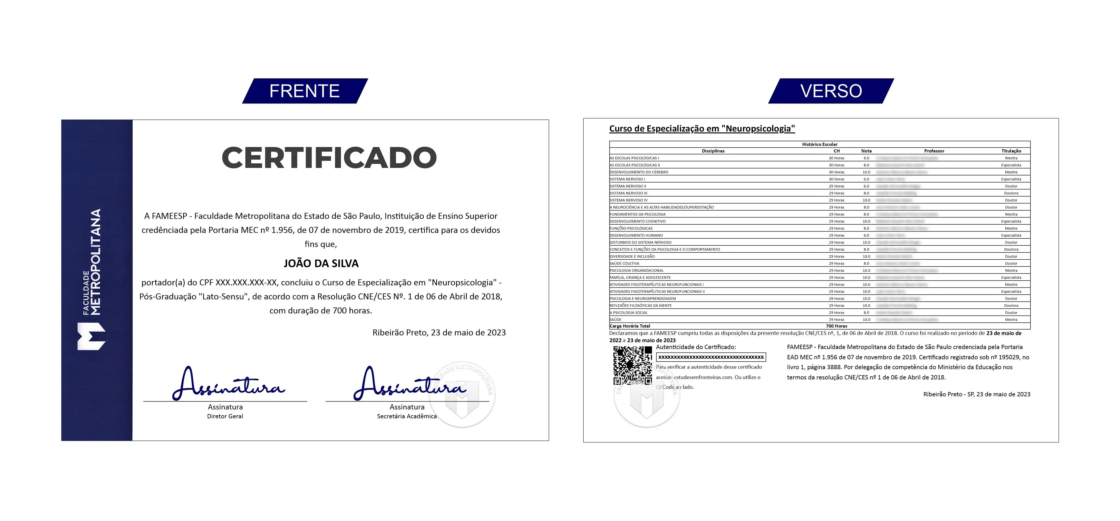 certificado é emitido por uma Instituição de Ensino Superior credenciada pelo Ministério da Educação (MEC)
